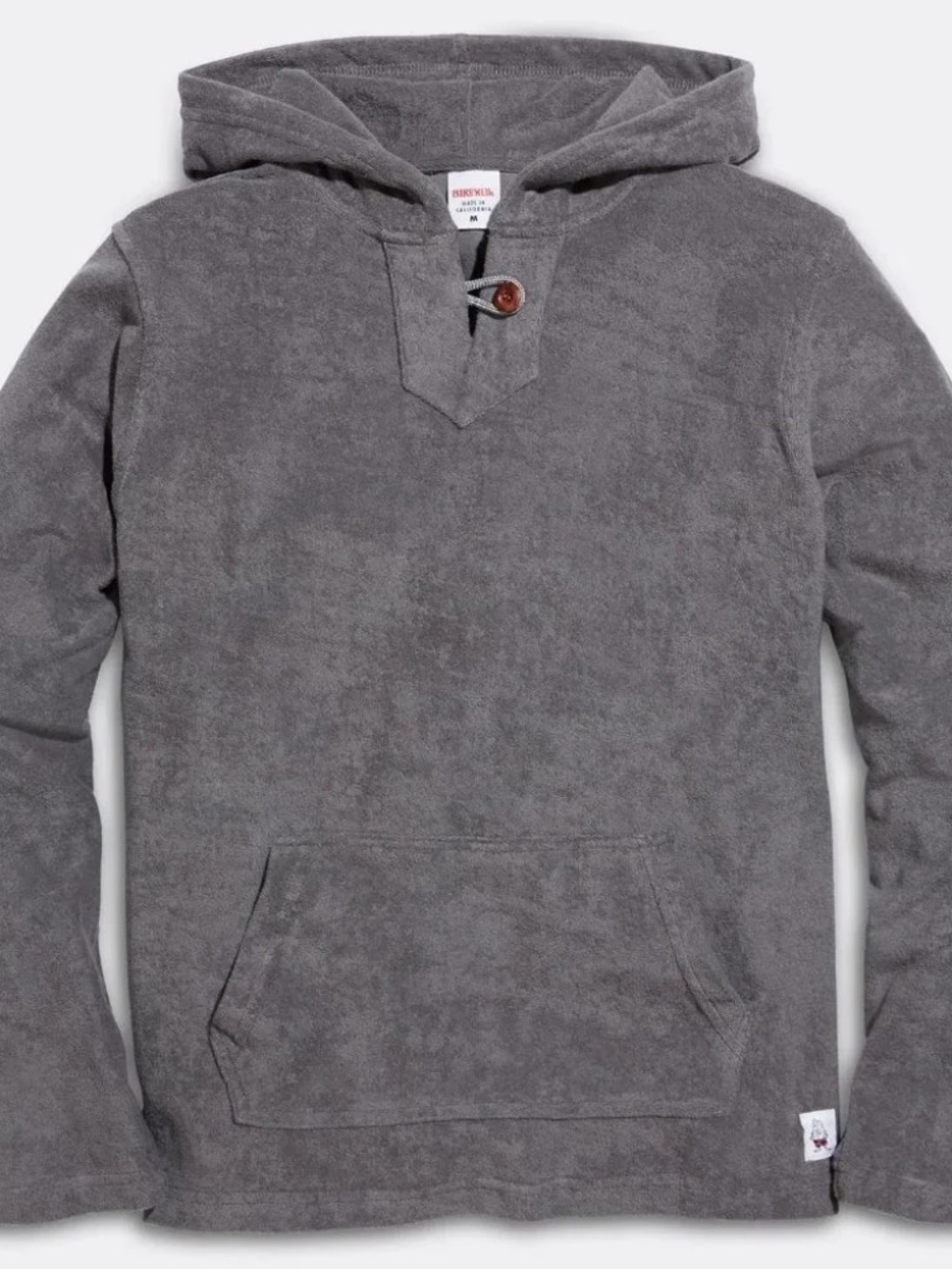 Birdwell Beach Britches Baja Terry Cloth Surf Hoodie Sweatshirt Gray Size XL